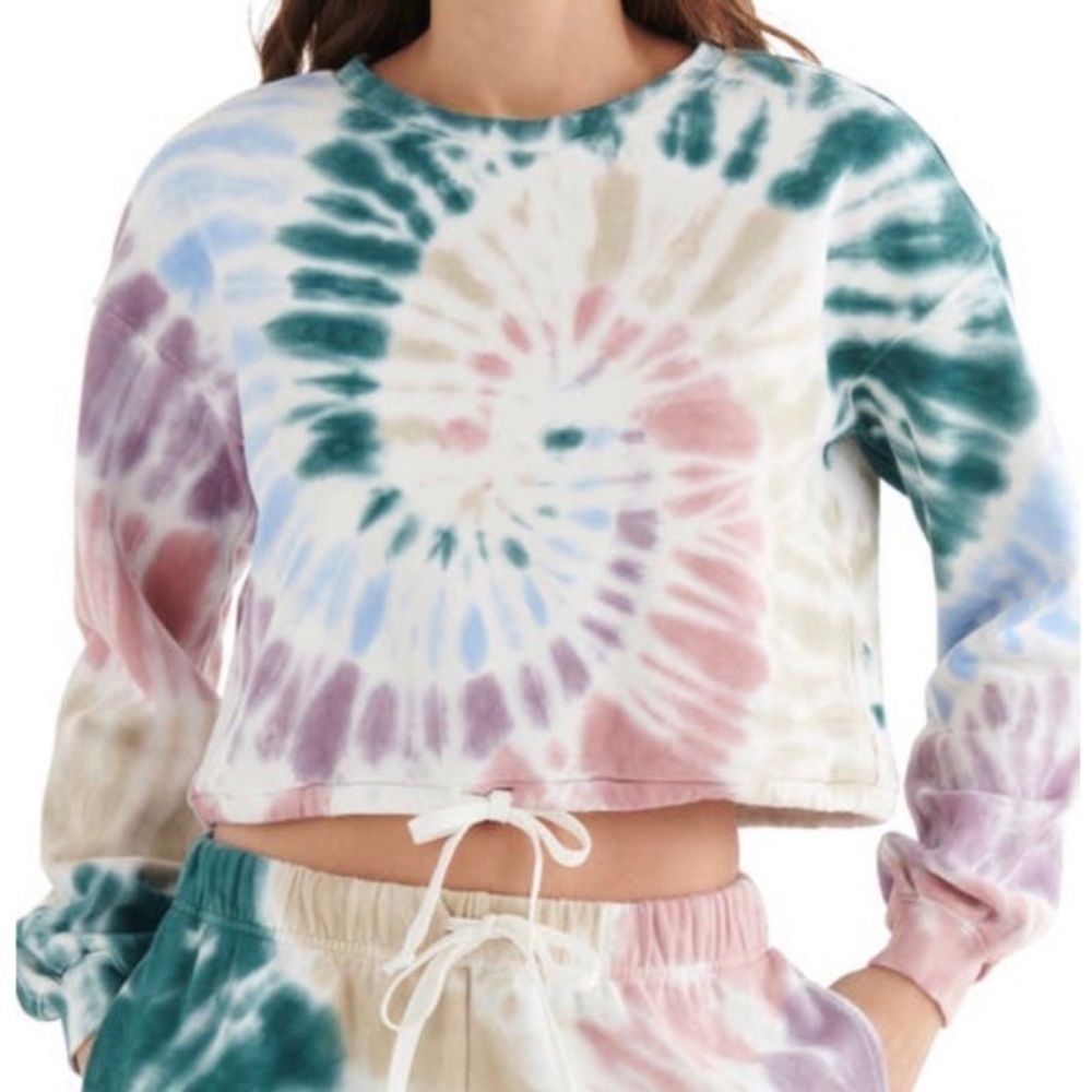 NWT Lucky Brand Cool For Summer Cropped Tie Dye Sweatshirt Size: M